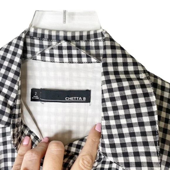 Chetta B Gingham Pin Up Classic MIDI Dress Black White Size 2 - Picture 6 of 10